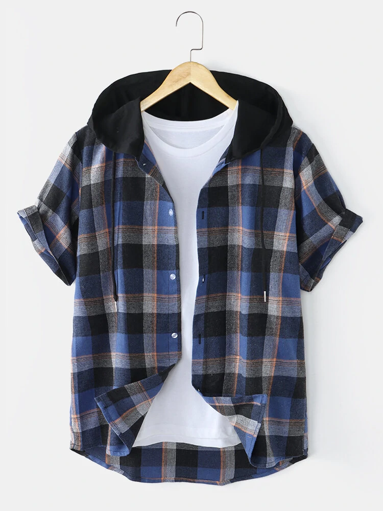 Best Party Wear Deal Of Men's Button Front Long Sleeve Hooded Shirt!
