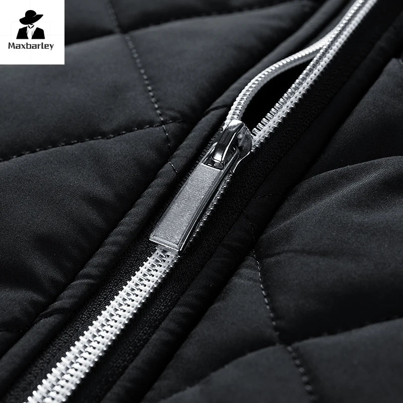 Winter Cold-proof Casual fleece-lined Thickened Zipper Quilted Padded Jacket for Men